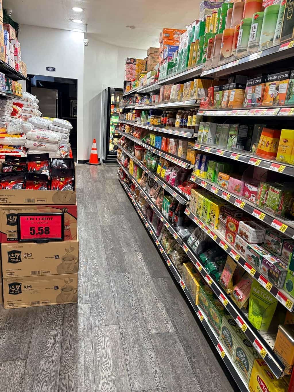 Coffee and tea aisle at Asian Market Escondido