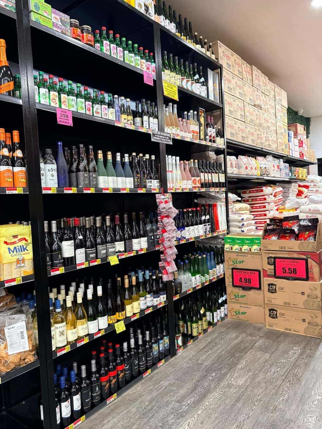 Selection of sake and Asian wines at Asian Market Escondido