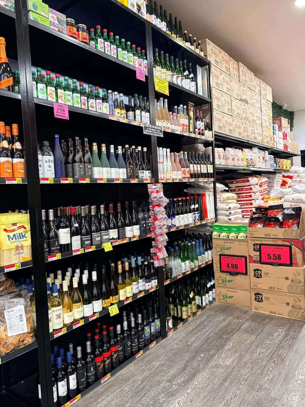 Asian wine and cooking-alcohol selection at Asian Market Escondido