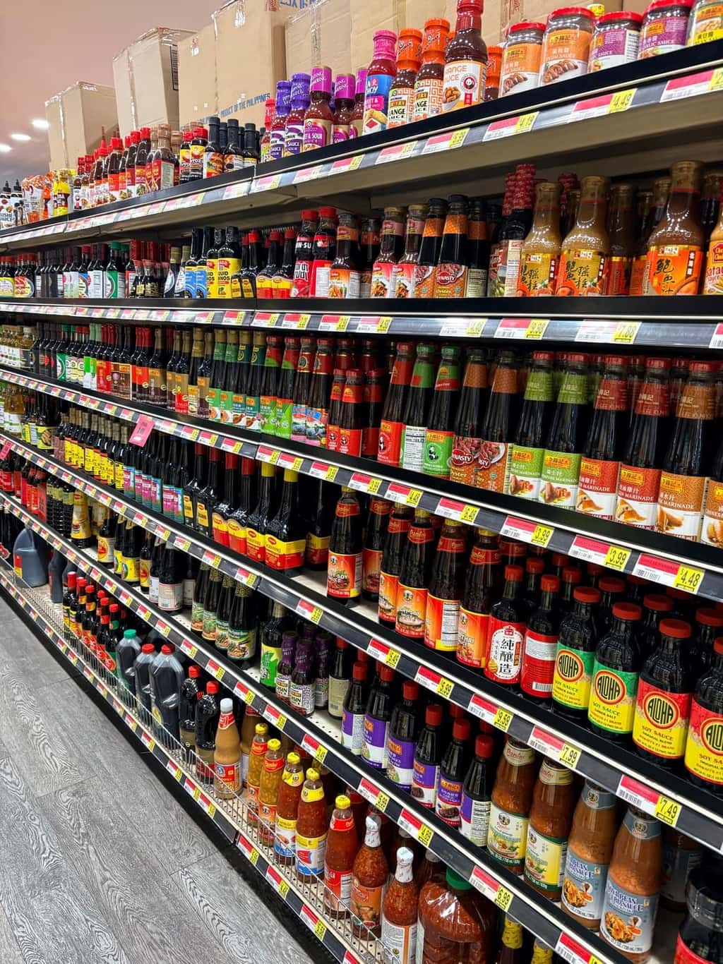 Variety of Vietnamese and Asian sauces and marinades at Asian Market Escondido